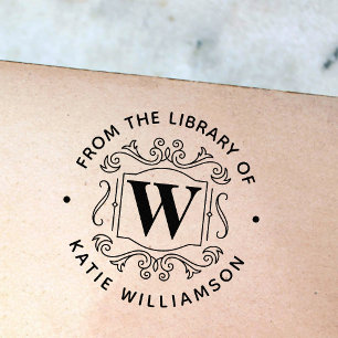 Sello De Caucho Libro de la Biblioteca Personal del Monograma Brit