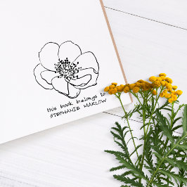 Sello De Caucho Libro de la Biblioteca Rustica de Flores Silvestre