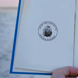 Sello De Caucho Libro de lectura de cráneo, redondo desde la bibli