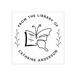 Sello De Caucho Libro de mariposa botánica Personalizado elegante 
