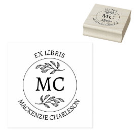 Sello De Caucho Libro de monograma personalizado Ex Libris