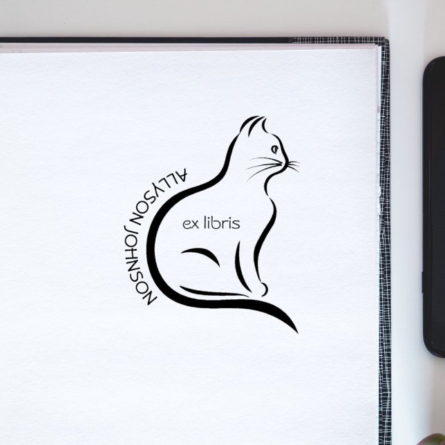 Sello De Caucho Libro de nombres personalizado de gato moderno dib (Subido por el creador)