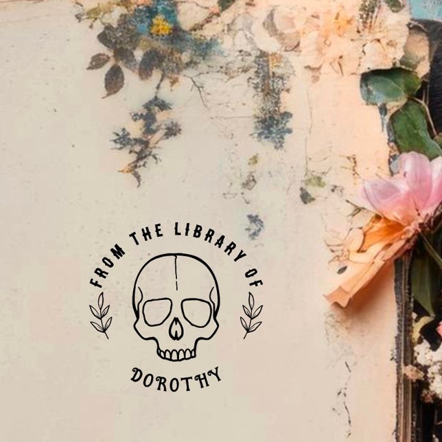 Sello De Caucho Libro de Personalizados de cráneo gótico redondo (Subido por el creador)