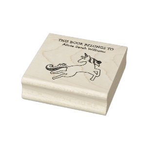 Sello De Caucho Libro de unicornio lindo pertenece a una placa de