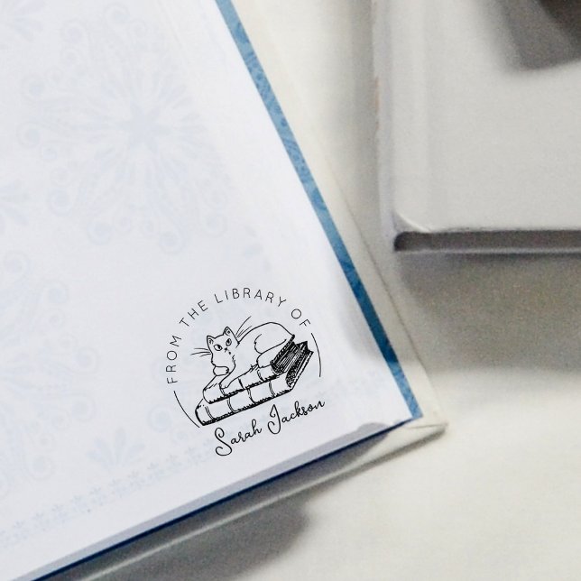 Sello De Caucho Libro del gato de la biblioteca de (Subido por el creador)