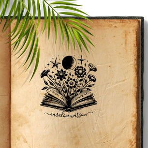 Sello De Caucho Libro Floral Antiguo De la biblioteca de