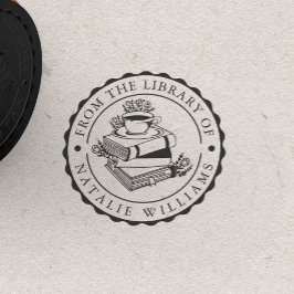 Sello De Caucho Libro floral Coffee Mug de la Biblioteca de