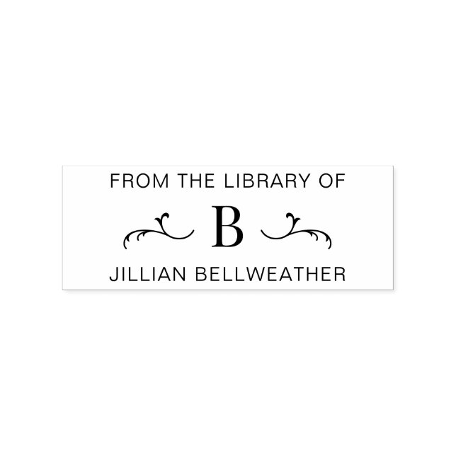 Sello De Caucho Libro inicial monograma simple (Impresión)