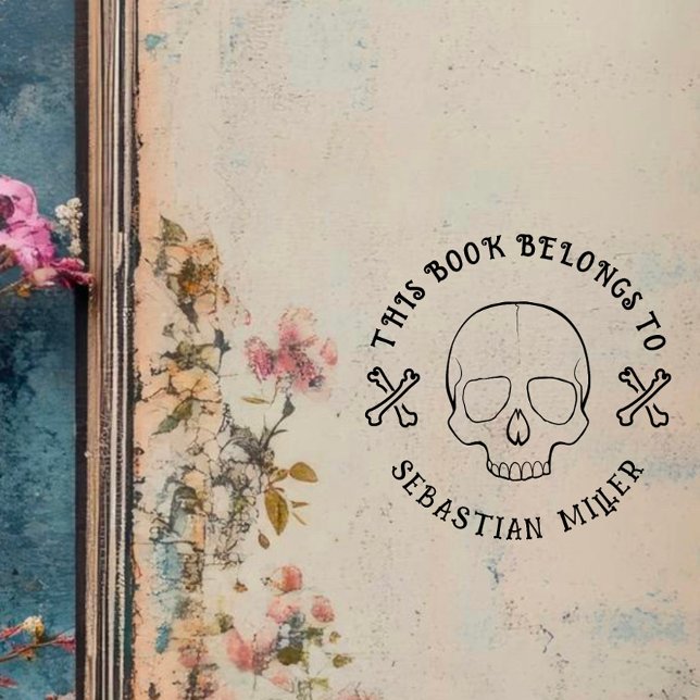 Sello De Caucho Libro Personalizado De La Ronda De Cráneo Gótico D (Subido por el creador)