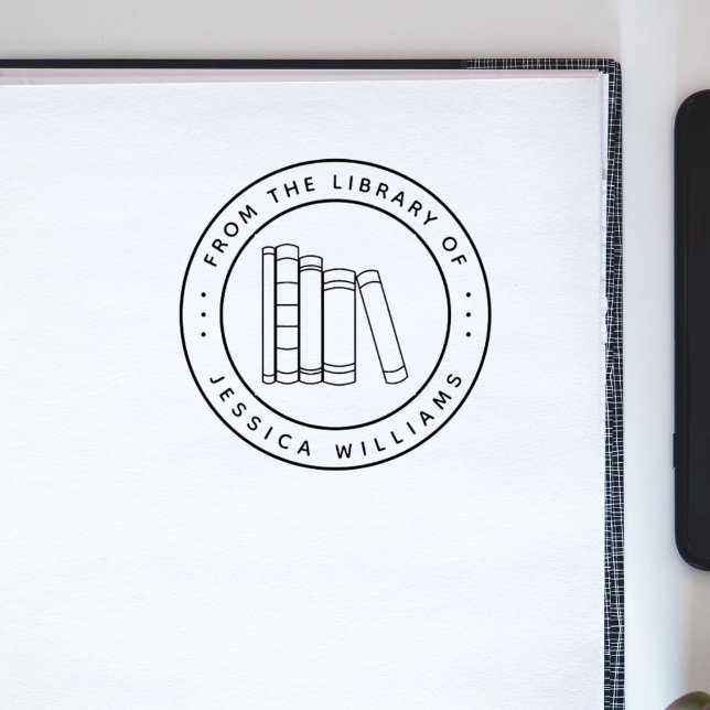 Sello De Caucho Libro Personalizado Redondo De Maestros De La Bibl (Subido por el creador)