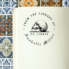 Sello De Caucho Libro simple de la Biblioteca de Guiones de Cráneo