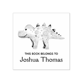 Sello De Caucho Libros de dinosaurios y niños con nombre