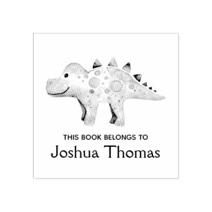Sello De Caucho Libros de dinosaurios y niños con nombre