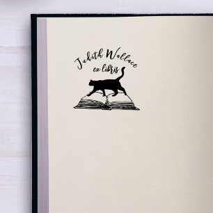 Sello De Caucho Libros de la biblioteca de gatos de época del pers