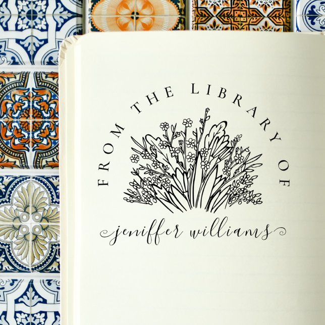 Sello De Caucho Libros de la Biblioteca Personalizado de Flores Si (Subido por el creador)