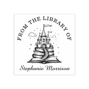 Sello De Caucho Libros Stack Fairy Castle Name Stamp Ex Libris