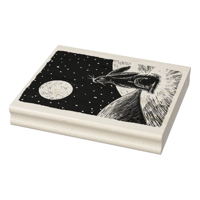 Sello De Caucho Liebre lunar en la nieve (Sello)