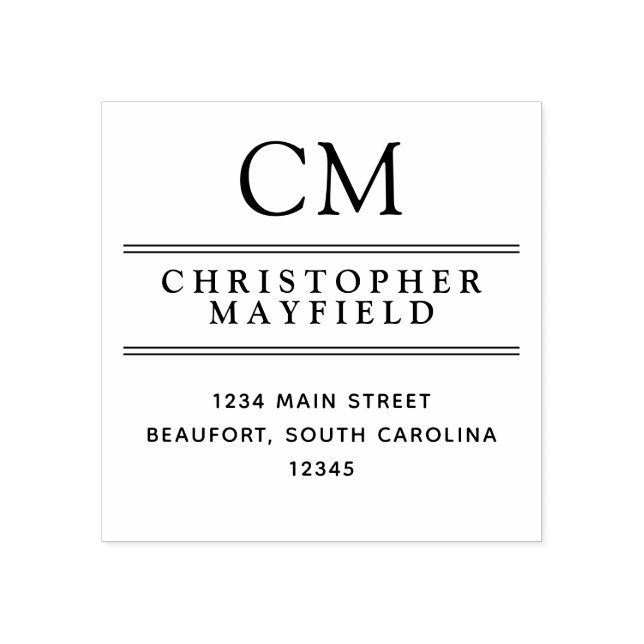 Sello De Caucho Limpiar líneas dirección de retorno de monograma m (Impresión)