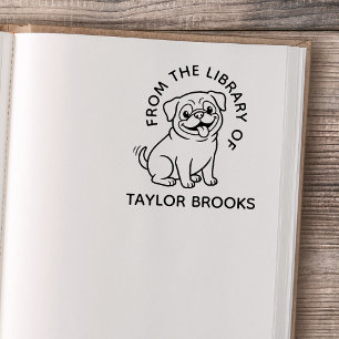 Sello De Caucho Lindo Arte de Línea Pug De La Biblioteca De Ex lib
