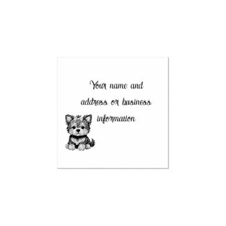 Sello De Caucho Lindo Yorkshire Terrier con un lazo