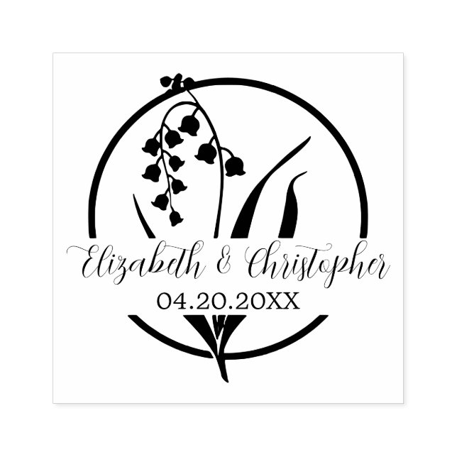 Sello De Caucho Lirio elegante del valle Boda de contorno floral (Impresión)