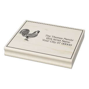 Sello De Caucho Litografía de dibujo de gallo #1 Dirección de devo