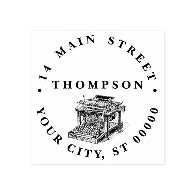 Sello De Caucho Litografía de máquina de escribir de época (Impresión)