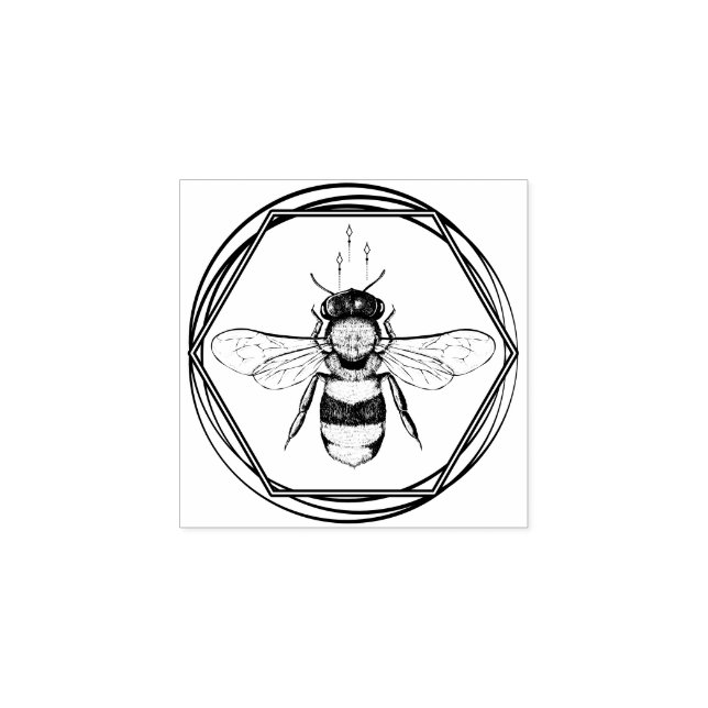 Sello De Caucho Logo de Bee Tattoo Honeycomb Apiary Branding (Impresión)