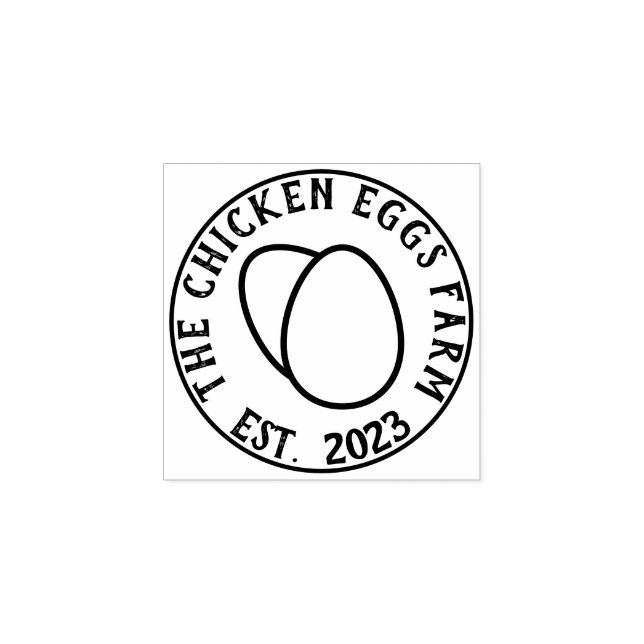 Sello De Caucho Logo de Farm Chicken Fresco Huevo (Impresión)
