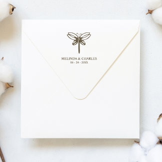 Sello De Caucho Logo de la libélula para Boda o evento