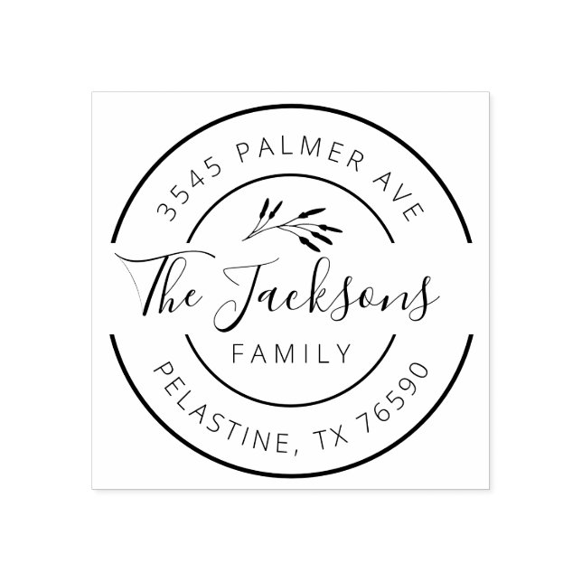 Sello De Caucho Logo de la ronda de direcciones de devolución de n (Impresión)