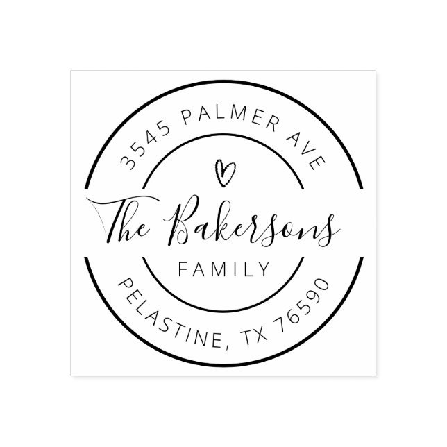 Sello De Caucho Logo de la ronda de direcciones de devolución de n (Impresión)