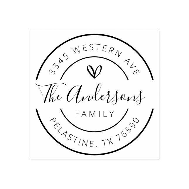 Sello De Caucho Logo de la ronda de direcciones de devolución de n (Impresión)