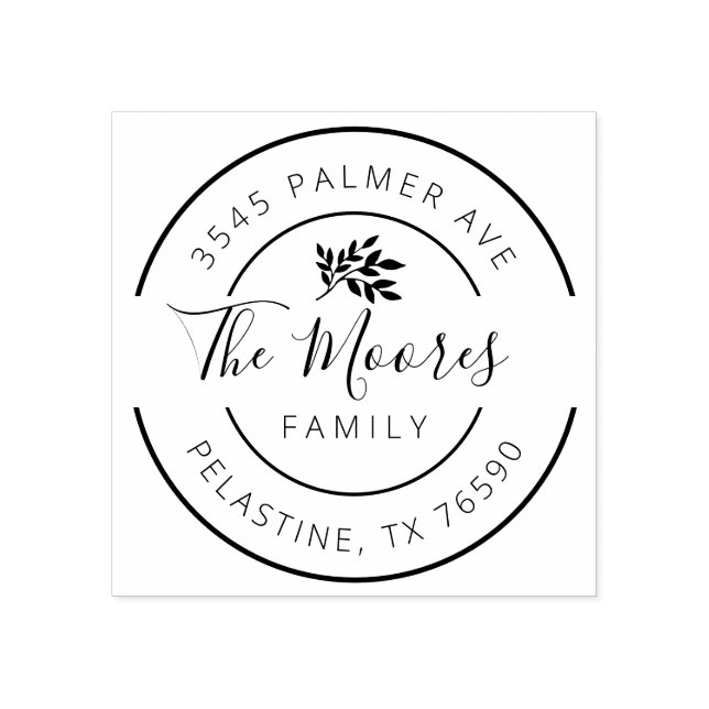 Sello De Caucho Logo de la ronda de direcciones de devolución de n (Impresión)