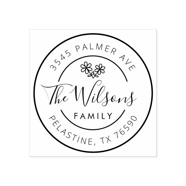 Sello De Caucho Logo de la ronda de direcciones de devolución de n (Impresión)