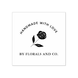 Sello De Caucho Logo de negocios de Flores hecho a mano con rosa d