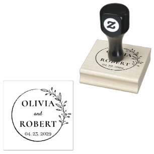 Sello De Caucho Logo del boda botánico de la guirnalda floral Boho