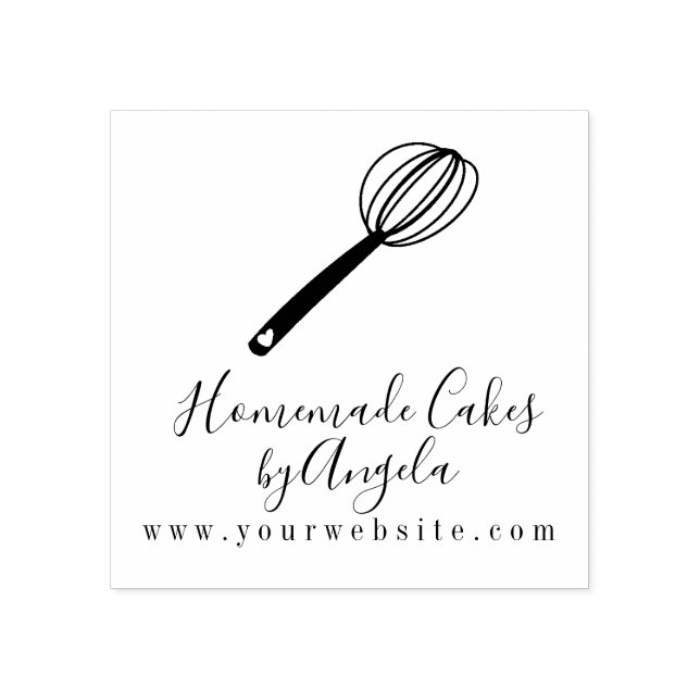 Sello De Caucho Logo del Mezclador de pasteles de negocios Whisk H (Impresión)
