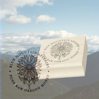 Sello De Caucho Logotipo de apicultor de diseño floral de girasol