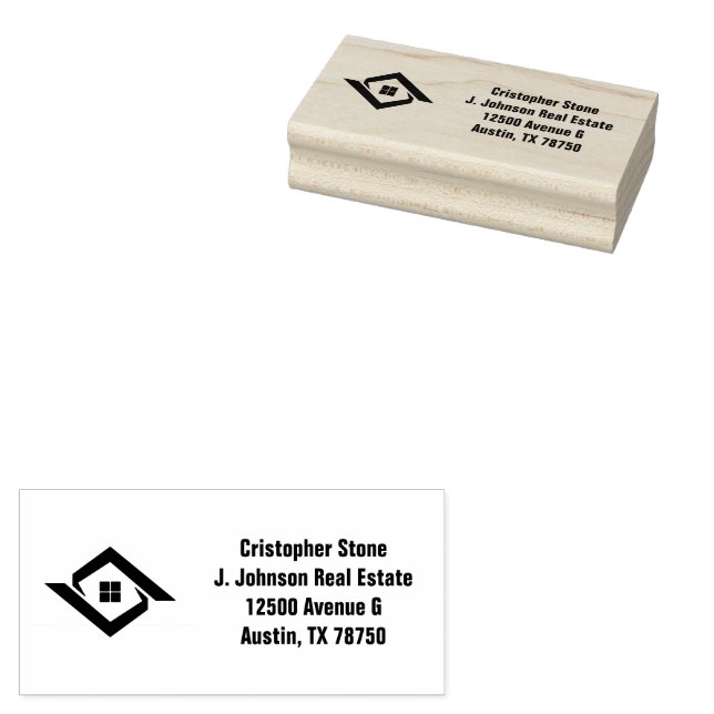 Sello De Caucho Logotipo de casa azul marino de bienes raíces Real (Sellado)