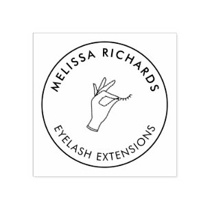 Sello De Caucho Logotipo de círculo de mano minimalista y pestañas