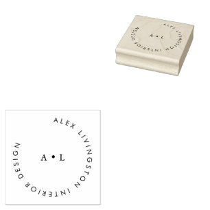 Sello De Caucho Logotipo de monograma de círculo blanco negro mini