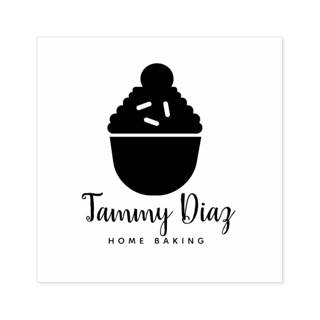 Sello De Caucho Logotipo de panadería de cupcakes de Baker Sprinkl (Impresión)