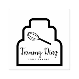 Sello De Caucho Logotipo de pastel de panadería Baker Whisk
