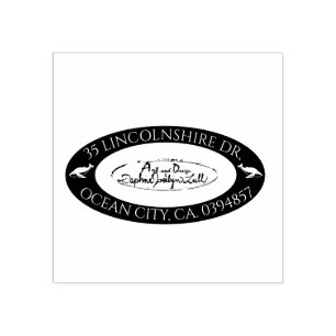Sello De Caucho Logotipo de personalizado con ballenas Dirección d