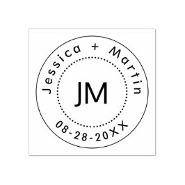 Sello De Caucho Logotipo del Boda monograma con los nombres y fech