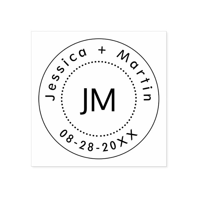 Sello De Caucho Logotipo del Boda monograma con los nombres y fech (Impresión)