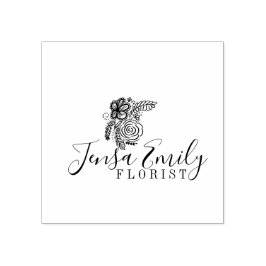 Sello De Caucho Logotipo floral de floristería dibujado a mano Est