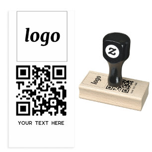Sello De Caucho Logotipo simple Código QR Texto Promocional comerc