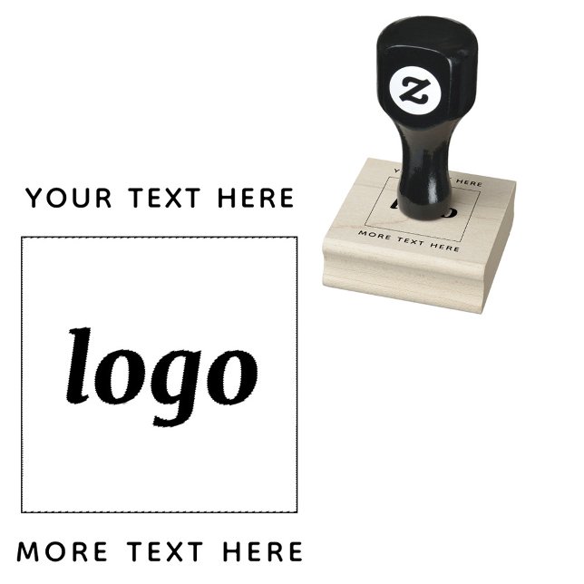 Sello De Caucho Logotipo Simple Con Texto Empresarial (Simple logo with custom text business branding promotional rubber stamp with optional handle)